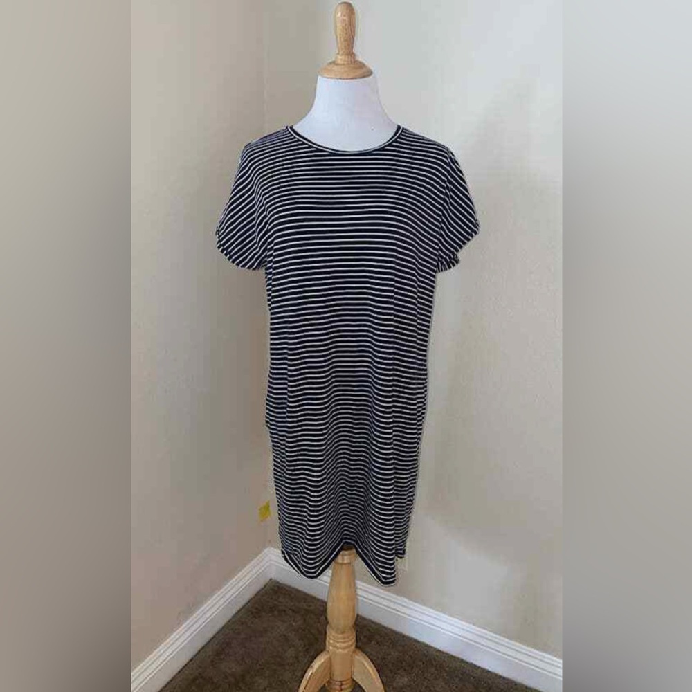 ORVIS Black and White Striped Women’s Tee Dress